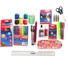 Kit Material Escolar Completo Caneta Lápis de Cor Borracha Lápis Tesoura Recadinho Marca Texto