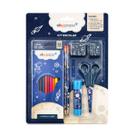 Kit Material Escolar Completo Temático C/ 7 Itens Lápis De Cor Borracha Apontador Ideal Para Volta Às Aulas - Skypaper