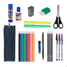 Kit Material Escolar Estojo Lapis De Cor Canetas Marcador Cola Tesoura E Mais - Menino