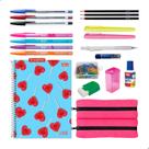 Kit Material Escolar Feminino Caderno Tilibra 10 Matérias Estojo + 20 itens