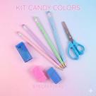Kit Material Escolar Fofo 8 Pecas Lapis Pastel Tesoura Sem Ponta Apontador