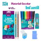 Kit Material Escolar Infantil Lápis De Cor Canetinhas Lápis HB Borracha Kit Material Escolar Infantil Lápis De Cor Canetinhas Lápis HB Borracha