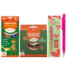 Kit Material Escolar Lápis de cor apagável + Giz de cera Triangular 29 Itens - Leo E Leo Kit Material Escolar Lápis de cor apagável + Giz de cera Triangular 29 Itens - Leo E Leo
