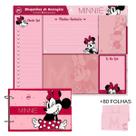 Kit Material Escolar Mini Fichário Minnie + Refil c/ 80 Folhas + 05 Bloquinhos Minnie