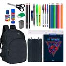 Kit Material Escolar Mochila Caderno Estojo Completo - Preto