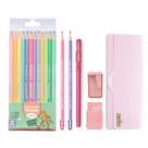 Kit Material Escolar Papelaria Tons Pasteis Rosa