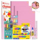 Kit Material Escolar Volta As Aulas Infantil 70 itens Rosa ou Lilás Tons Pastéis Ensino Fundamental Infantil