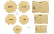 Kit Mdf Crochê/fio De Malha Redonda/retangular - 8 Peças