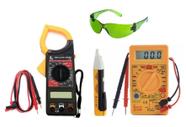 Kit Medição Alicate Amperímetro Multímetro e Detector Tensão