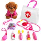 Kit médico Fajiabao para crianças de 3 a 5 anos com cachorro de pelúcia rosa