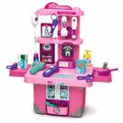 Kit Medico Infantil Maleta Rosa Rodinhas Luz Doutora