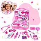 Kit Médico Maleta Doutor Maletinha Brinquedo Infantil Educativo Profissão Rosa Completo Com Acessórios Kizumba