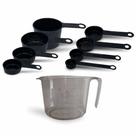 Kit Medida 9 Peças Jarra 1L (Preto) Xicara Preto Colher Preto Apto ao Micro Ondas Panelinha Rosa