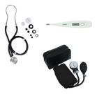 Kit Medidor De Pressão Esfigmomanometro + Esteto Termometro
