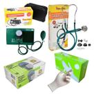Kit medidor de pressão esteto máscara e luvas caixa Verde