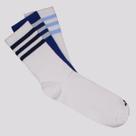Kit Meia Adidas Crew 3 Pares Juvenil Branca e Azul