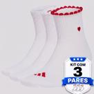Kit Meia Adidas Gráfica 3 Pares Feminina Branca Kit Meia Adidas Gráfica 3 Pares Feminina Branca