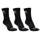 Kit Meia Fila Cano Alto c/ 3 pares Preto 34/38