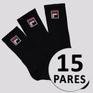 Kit Meia Fila Fbox 15 Pares Cano Alto Preto