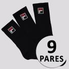 Kit Meia Fila Fbox 9 Pares Cano Alto Preto