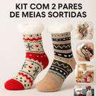 KIT Meia Grossa Térmica Lã Cano Alto Quentinha inverno Meia Térmica com Sola Antiderrapante Unissex Adulto Grossa Meia Lã Forrada Cano Alto Pelinho