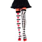 Kit Meia Longa 7/8 Rainha Copas Alerquina Fantasia Cosplay Halloween Carnaval - 2 Pares Diferentes Combinação Kit Meia Longa 7/8 Rainha Copas Alerquina Fantasia Cosplay Halloween Carnaval - 2 Pares Diferentes Combinação