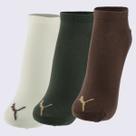 Kit Meia Puma Cano Baixo 3 Pares Marrom Off White e Verde