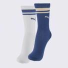 Kit Meia Puma Cano Longo 2 Pares Azul e Branca