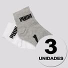 Kit Meia Puma Cano Médio 6 Pares Infantil Cinza e Branca