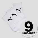 Kit Meia Puma Cano Médio 9 Pares Feminina Branca
