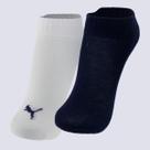 Kit Meia Puma Logo Cano Baixo 2 Pares Infantil Branca e Marinho