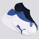 Kit Meia Puma Sapatilha 3 pares Branco Marinho e Azul Kit Meia Puma Sapatilha 3 pares Branco Marinho e Azul