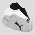 Kit Meia Puma Sapatilha 3 Pares Feminina Preta Branca Cinza Mescla