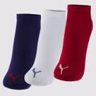Kit Meia Puma Sapatilha 3 Pares Preta Branca Marinho e Bordô