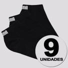 Kit Meia Puma Sapatilha 9 Pares Cano Curto Feminina Preta