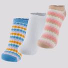 Kit Meia Selene 3 Pares Cano Curto Feminino Rosa Branca e Azul