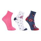 Kit Meia Soquete Cia da Meia 3 Pares Feminino