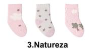 Kit meias 3 pares colorida pimpolho antiderrapante 16 a 20