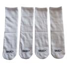 Kit Meias 4 Pares Cano Médio Esportivo Basic+ 34-38 Branco