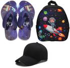 Kit Meninos Chinelo Estampa Carrinho + Boné + Mochila Kit Meninos Chinelo Estampa Carrinho + Boné + Mochila