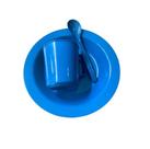 Kit Merenda Escolar Azul Prato Colher Caneca Plástica 300 ML - 50 Pçs