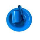 Kit Merenda Escolar Prato Colher Caneca plástica Azul - 12 pçs