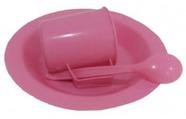 Kit Merenda Escolar Rosa Prato Colher Caneca Plástica 300 ML - 25 Pçs