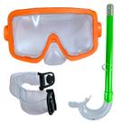 Kit Mergulho Infantil Máscara Snorkel Laranja Verde Piscina Praia Castela