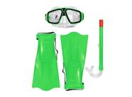 Kit Mergulho Piscina Infantil Óculos Snorkel Pé DePato Verde