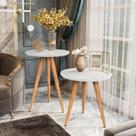 Kit Mesa Apoio e Lateral de Sofá Retrô Classic com 3 Pernas Decoração - Branco