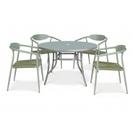 Kit Mesa Arpoador Alumínio e Tampo em Vidro com 4 Cadeiras Aluminio e Corda Náutica Isla Kit Mesa Arpoador Alumínio e Tampo em Vidro com 4 Cadeiras Aluminio e Corda Náutica Isla