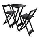 Kit Mesa Bistrô de Madeira 55cm Redonda Dobrável com 2 Cadeiras Estofadas Design Compacto - Preto