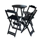 Kit Mesa Bistrô de Madeira Dobrável com 3 Banquetas - Preto