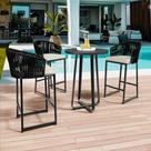 Kit Mesa Bistrô Maya Com 03 Banquetas Área Gourmet Bar Corda Náutica Sunset D04 Preto - Lyam Decor